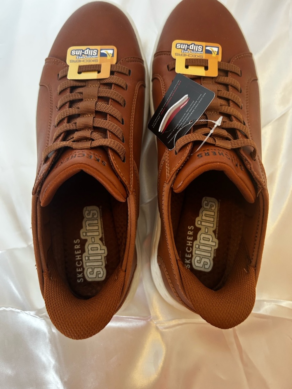 Skechers Slip-ins Court Break Double Vent Brown Cognac Men Size 10 183177 NIB - Picture 6 of 8